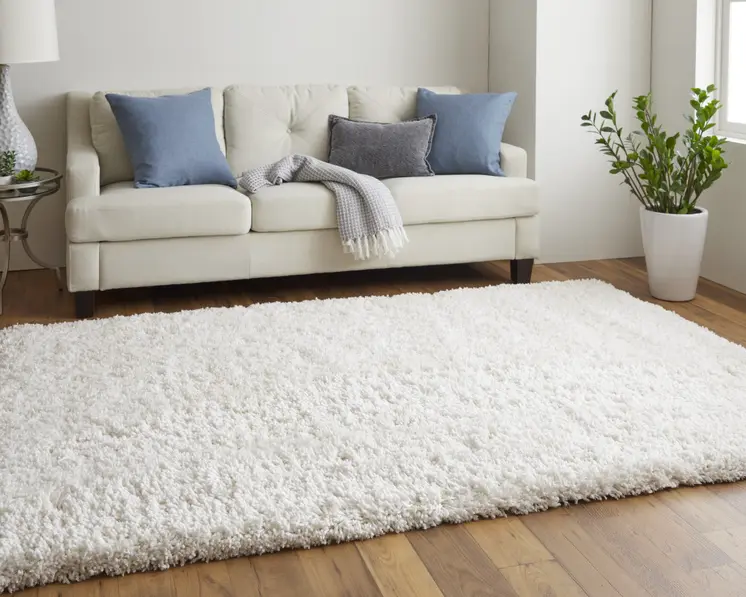10' X 14' Ivory Shag Hand Tufted Area Rug