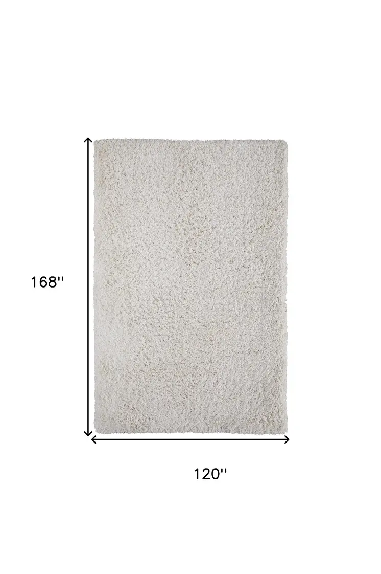 10' X 14' Ivory Shag Hand Tufted Area Rug