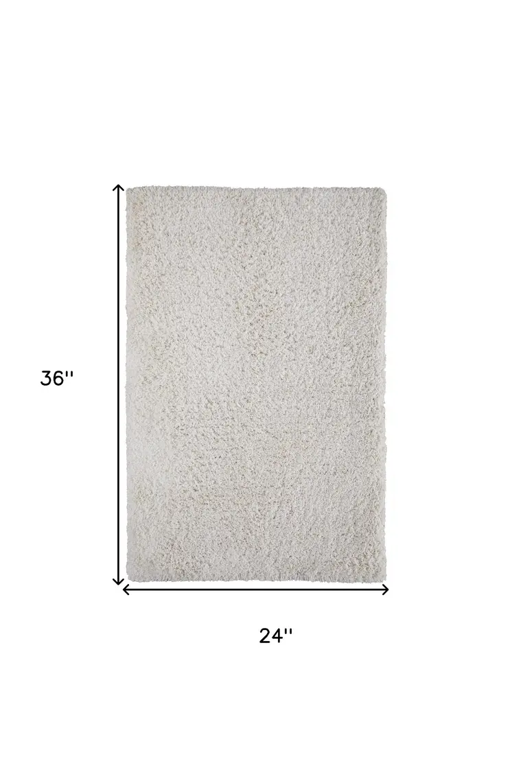 2' X 3' Ivory Shag Hand Tufted Area Rug