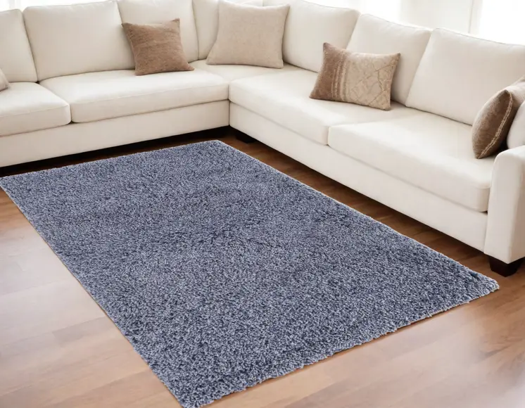 5' X 8' Blue Shag Hand Tufted Area Rug