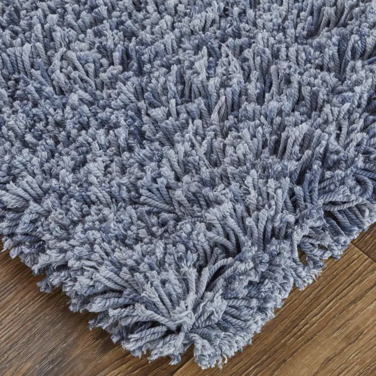 10' X 14' Blue Shag Hand Tufted Area Rug