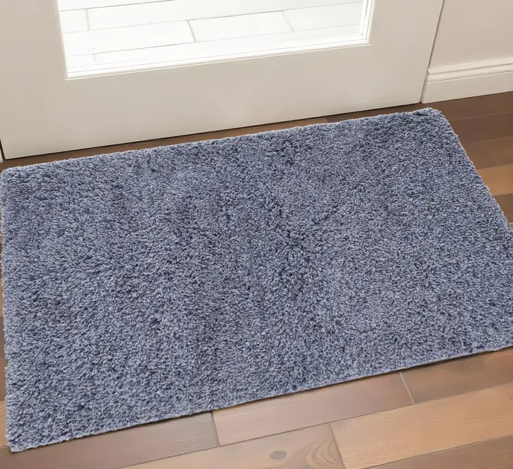 2' X 3' Blue Shag Hand Tufted Area Rug