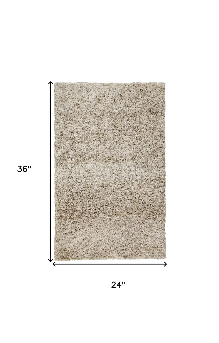 2' X 3' Gray Shag Hand Tufted Area Rug