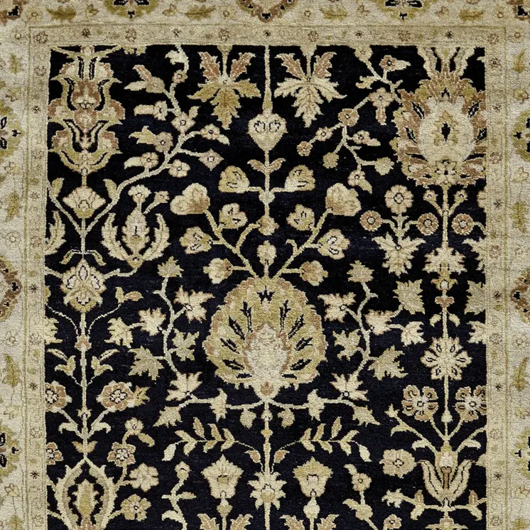 8' X 10' Black Wool Oriental Hand Knotted Area Rug