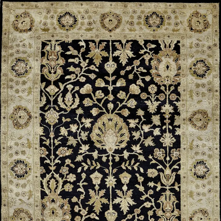 8' X 10' Black Wool Oriental Hand Knotted Area Rug