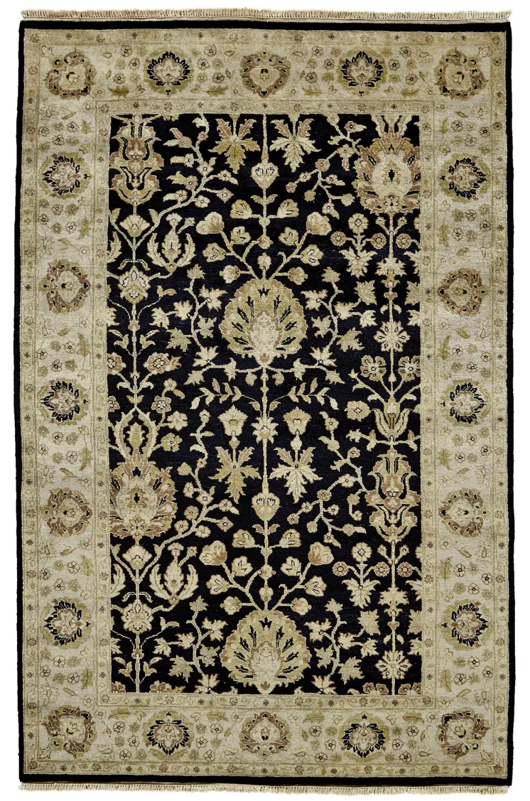 8' X 10' Black Wool Oriental Hand Knotted Area Rug