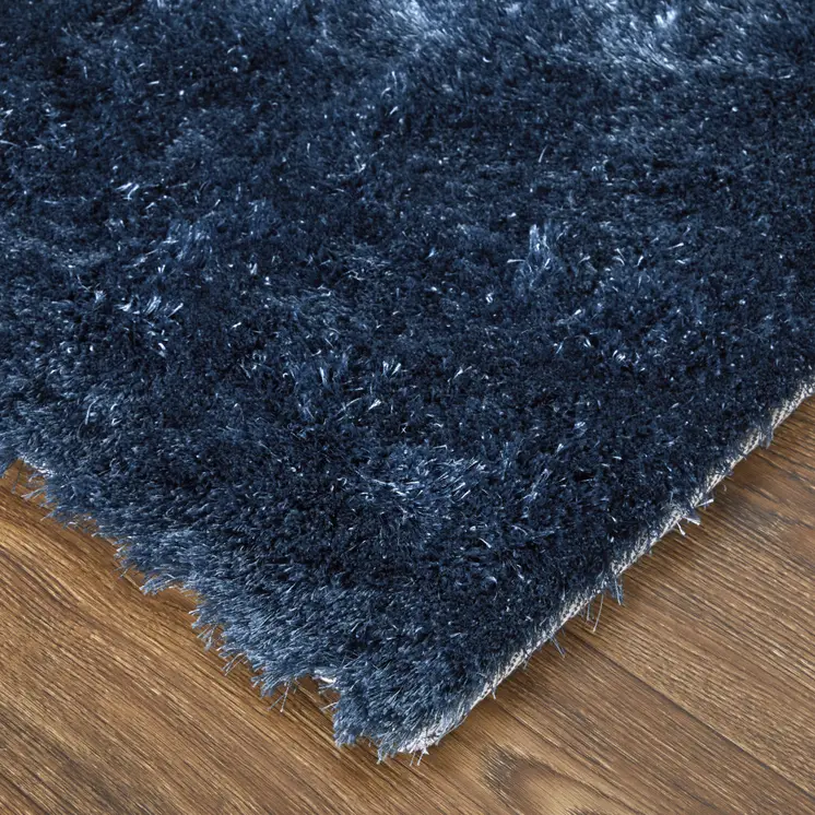 2' X 3' Blue Shag Hand Tufted Area Rug