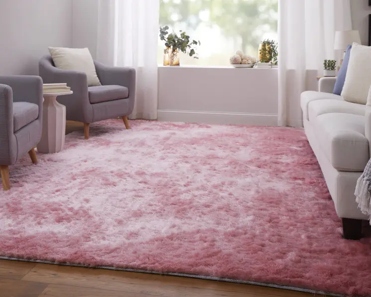 2' X 3' Pink Shag Hand Tufted Area Rug