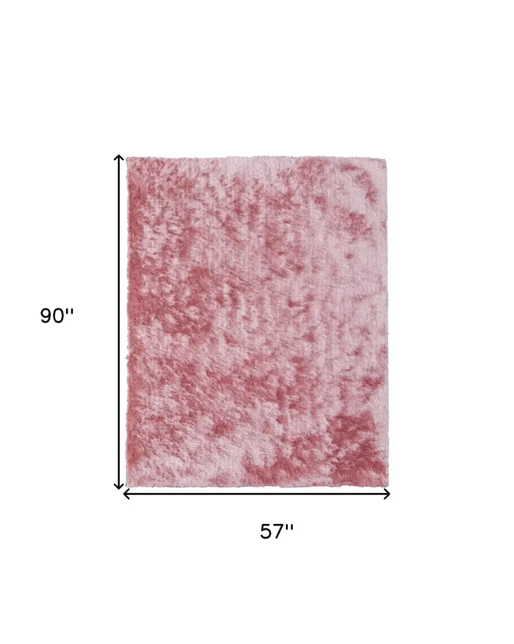 5' X 8' Pink Shag Hand Tufted Area Rug
