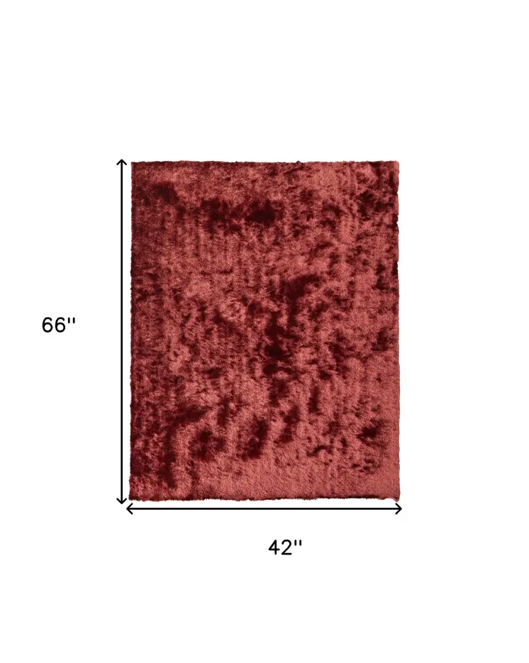 4' X 6' Red Shag Hand Tufted Area Rug