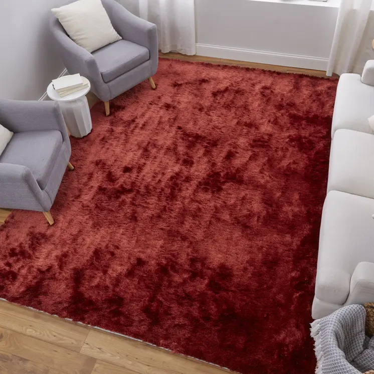 5' X 8' Red Shag Hand Tufted Area Rug