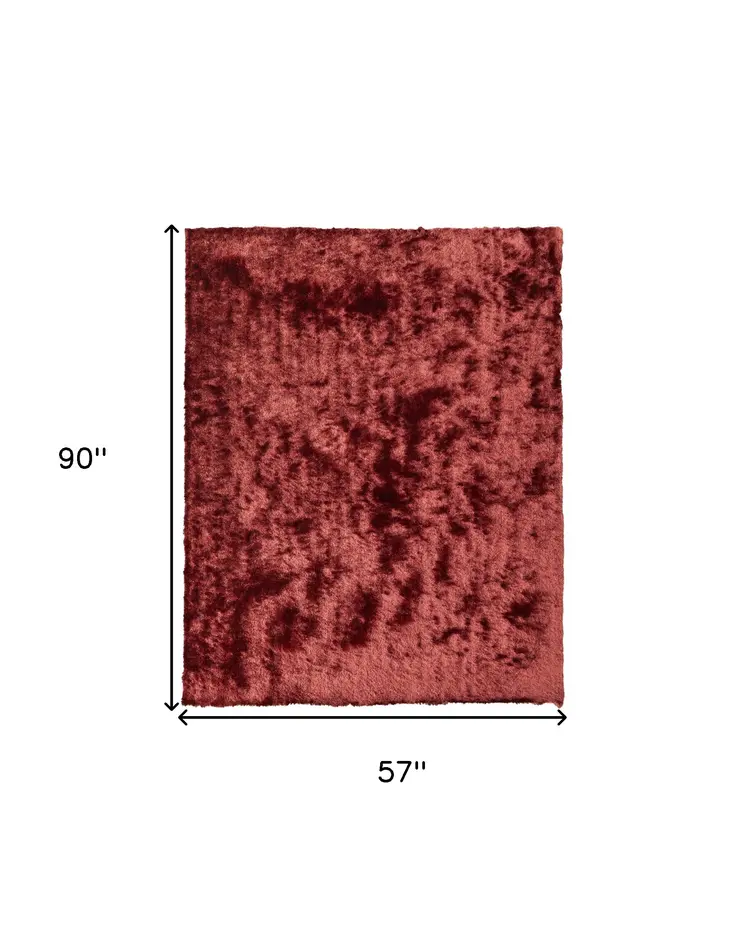 5' X 8' Red Shag Hand Tufted Area Rug