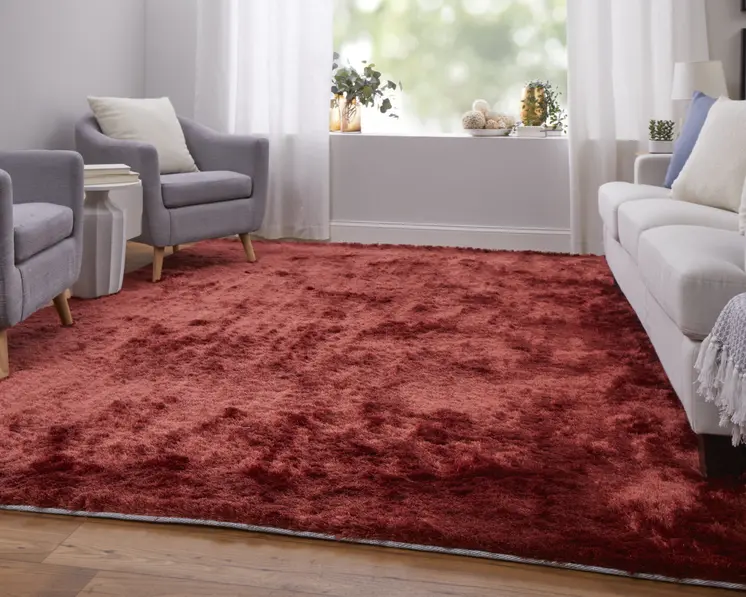 8' X 10' Red Shag Hand Tufted Area Rug
