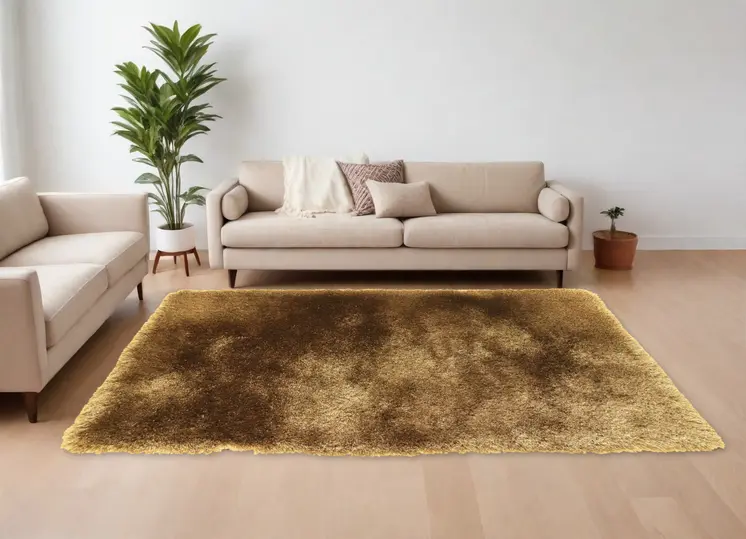 8' X 10' Brown Shag Hand Tufted Area Rug