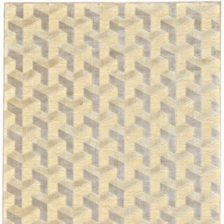 8' X 11' Tan and Gray Geometric Power Loom Area Rug