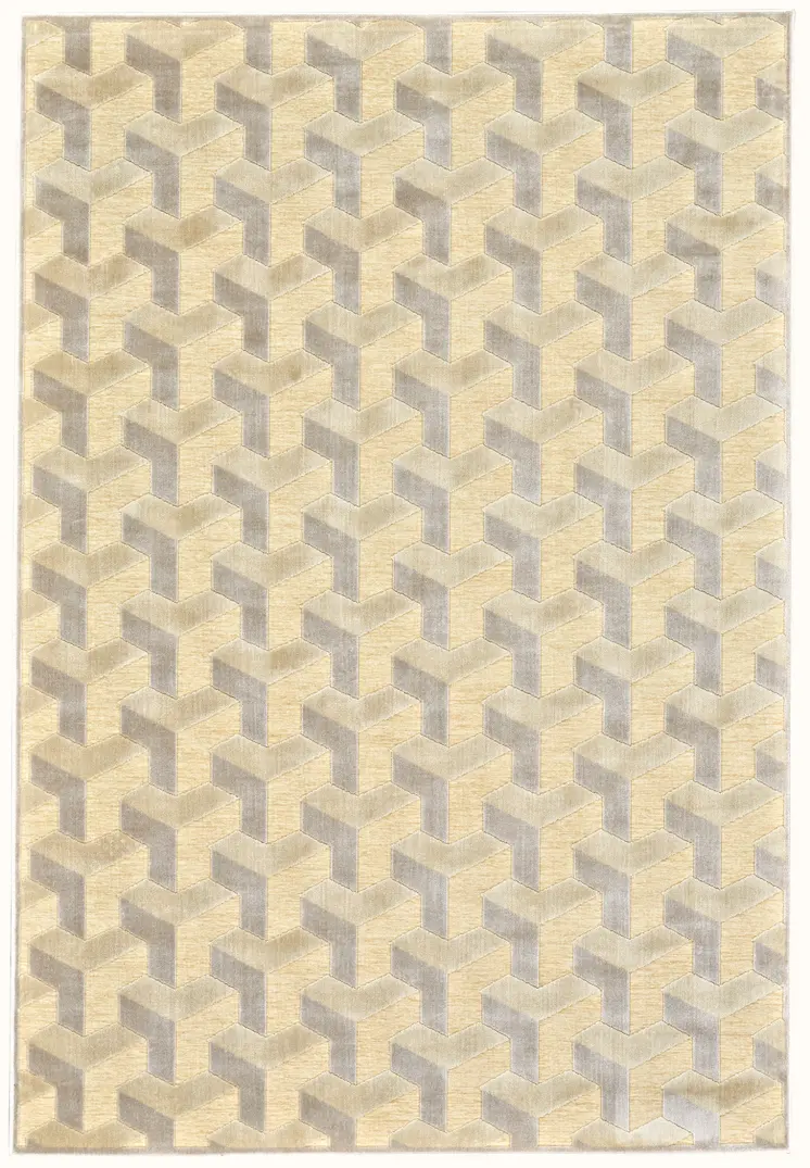 8' X 11' Tan and Gray Geometric Power Loom Area Rug