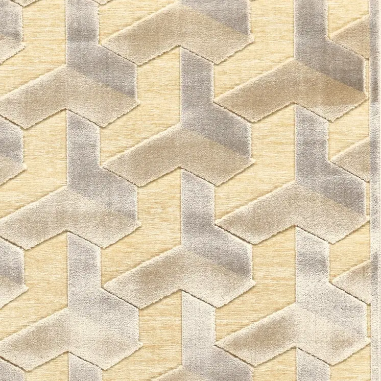 8' Tan and Gray Geometric Power Loom Runner Rug