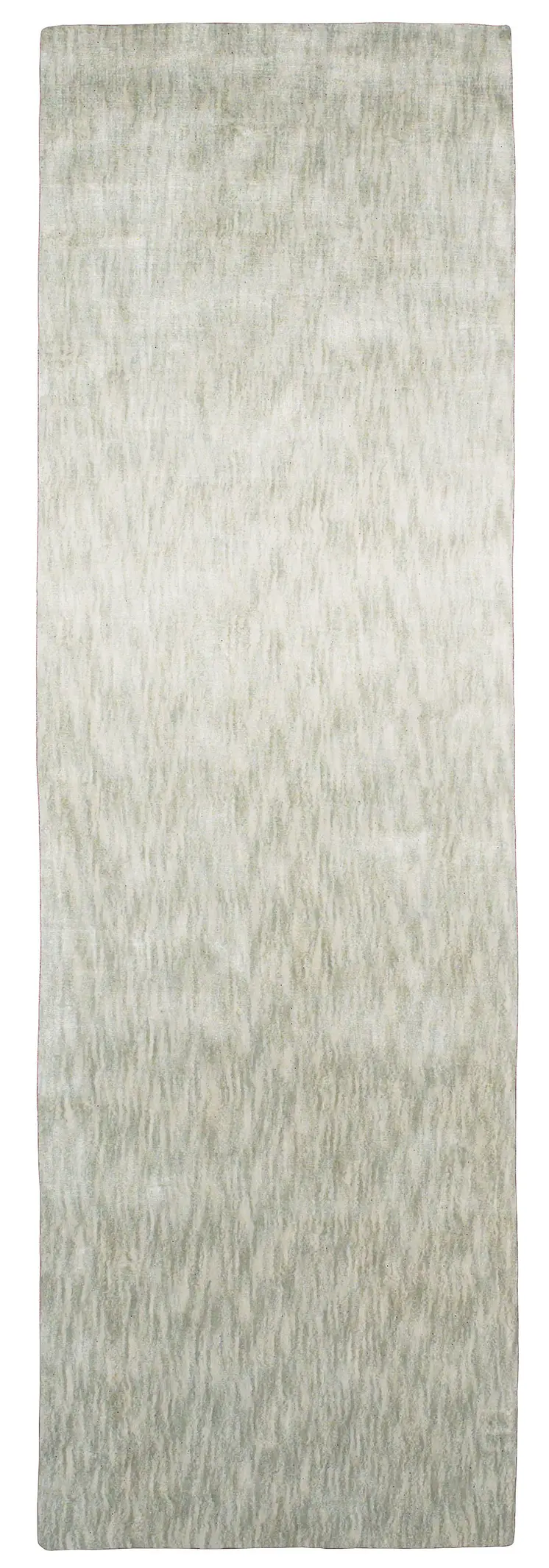 8' Ivory and Silver Chevron Hand Woven Runner Rug