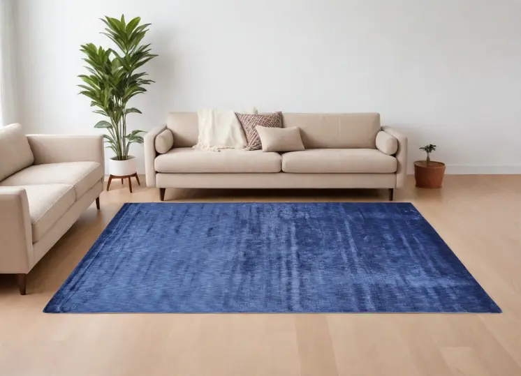 6' X 9' Blue Chevron Hand Woven Area Rug