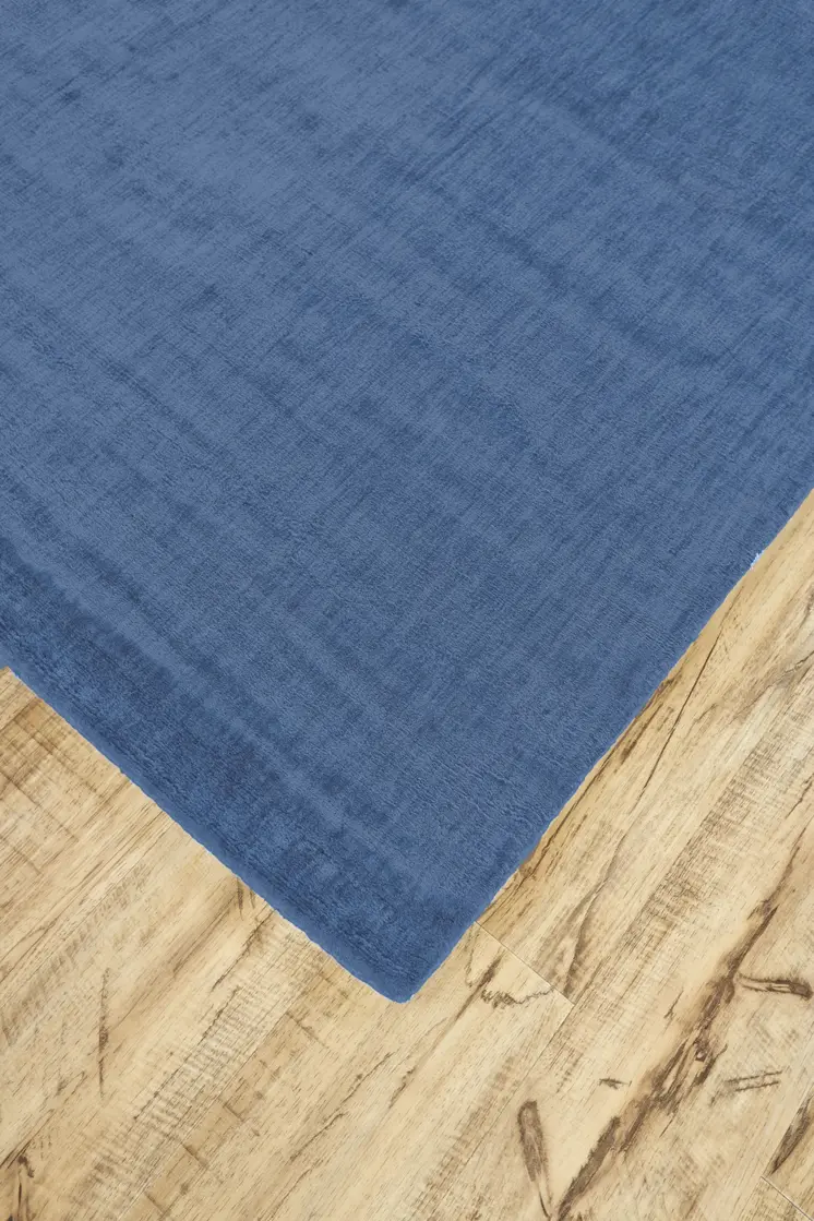 8' Blue Chevron Hand Woven Runner Rug