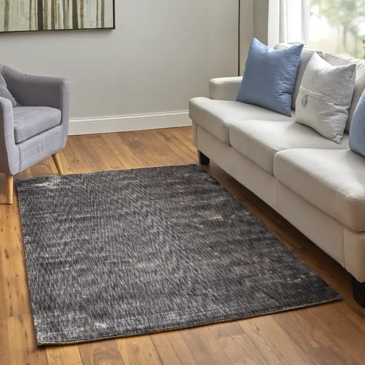 6' X 9' Gray Chevron Hand Woven Area Rug