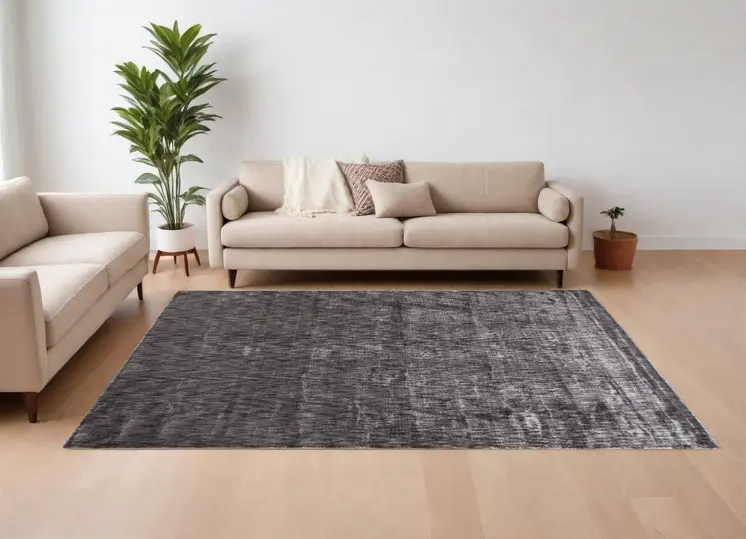 6' X 9' Gray Chevron Hand Woven Area Rug