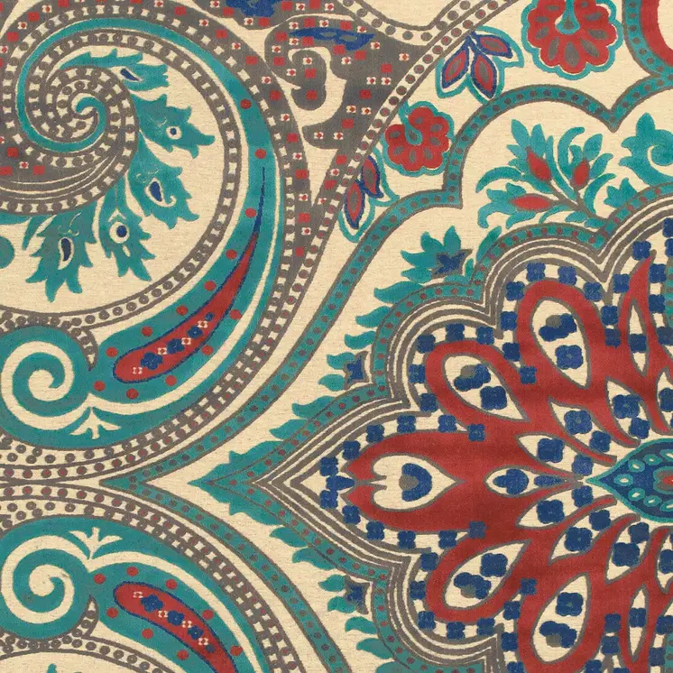 8' X 11' Tan Blue and Taupe Paisley Power Loom Area Rug