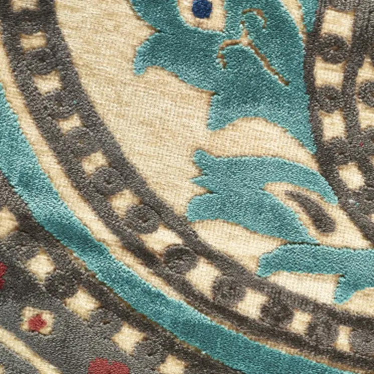 8' Tan Blue and Taupe Paisley Power Loom Runner Rug