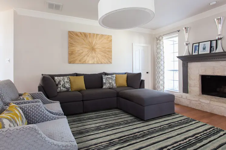 8' Taupe and Gray Striped Power Loom Runner Rug