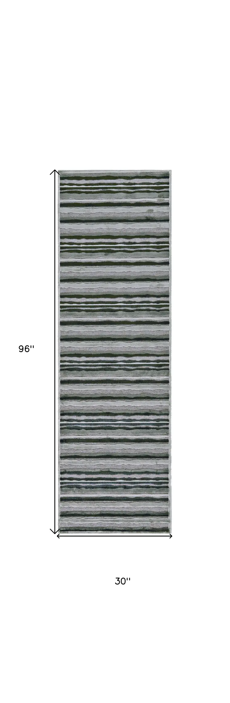 8' Taupe and Gray Striped Power Loom Runner Rug