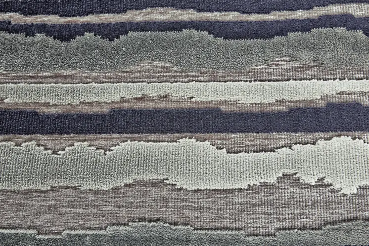 8' Taupe and Gray Striped Power Loom Runner Rug