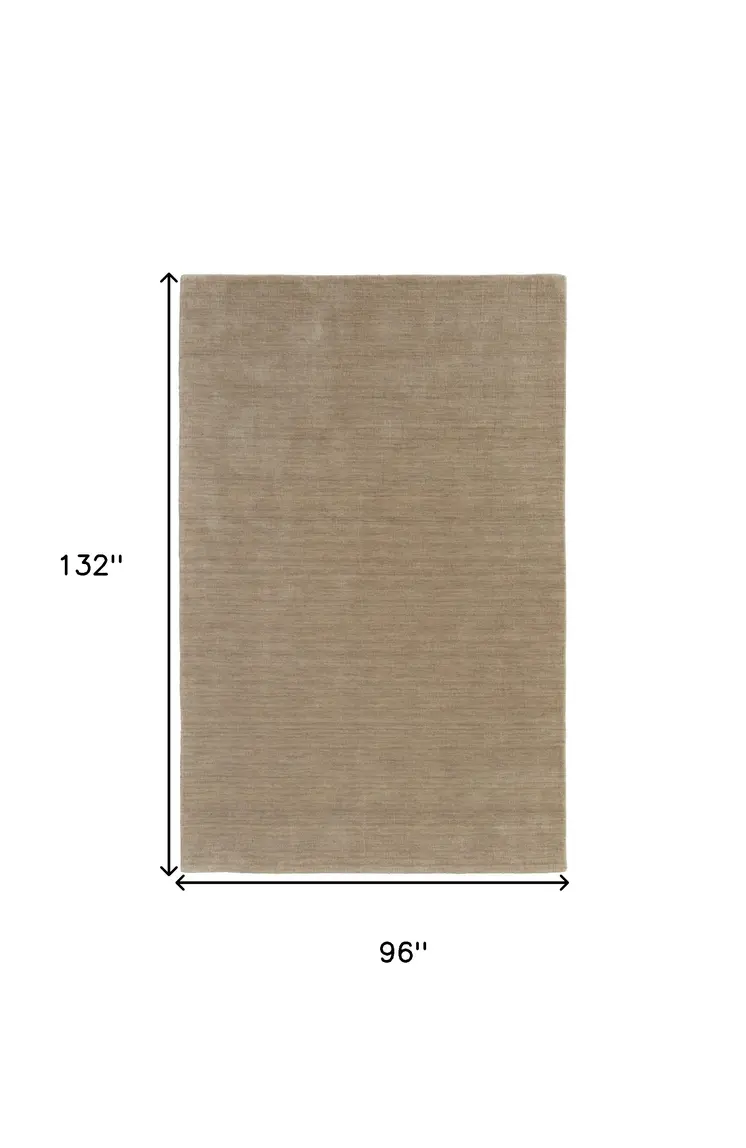 8' X 11' Tan Wool Hand Woven Area Rug