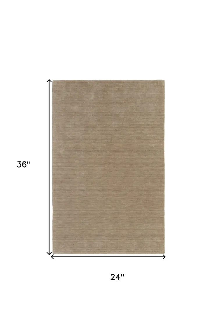 2' X 3' Tan Wool Hand Woven Area Rug