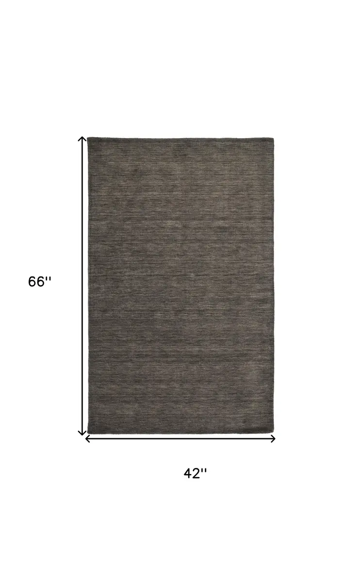 4' X 6' Brown Wool Hand Woven Area Rug