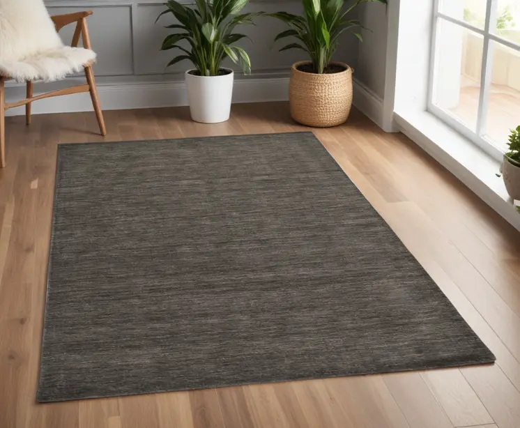 4' X 6' Brown Wool Hand Woven Area Rug