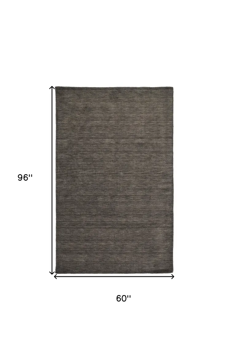 5' X 8' Brown Wool Hand Woven Area Rug