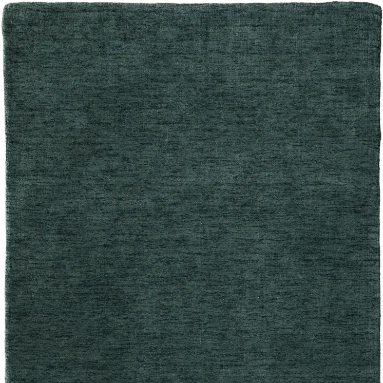 5' X 8' Green Wool Hand Woven Area Rug