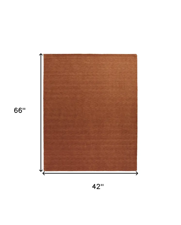 4' X 6' Orange Wool Hand Woven Area Rug