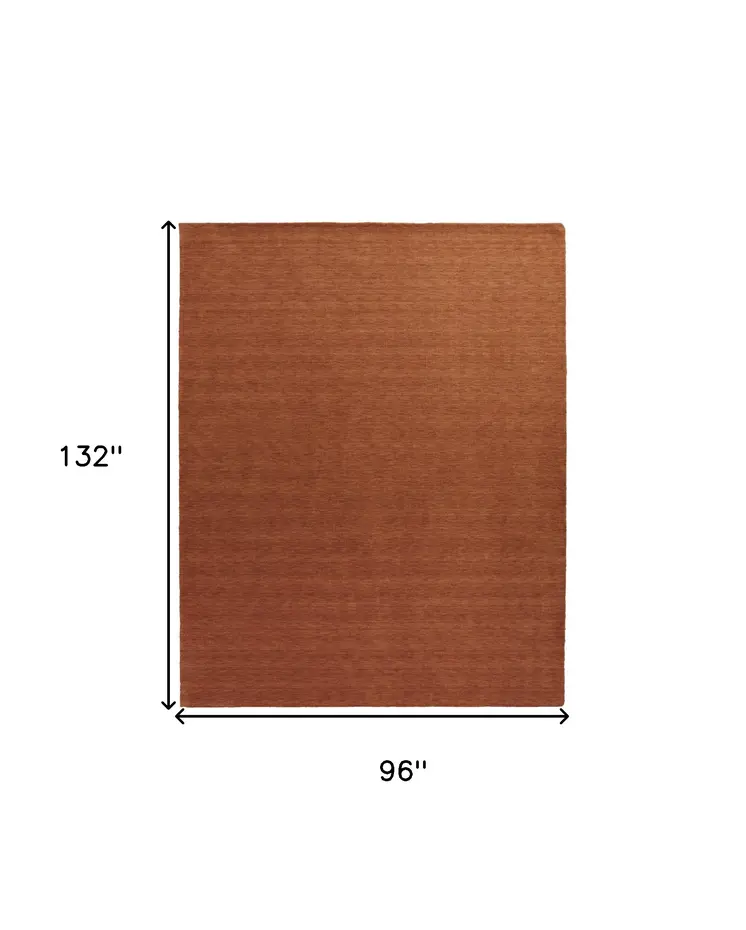 8' X 11' Orange Wool Hand Woven Area Rug