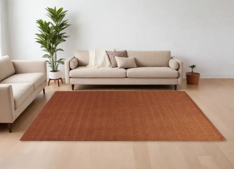 8' X 11' Orange Wool Hand Woven Area Rug