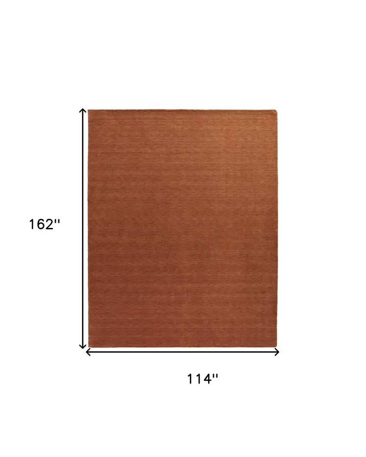 9' X 13' Orange Wool Hand Woven Area Rug