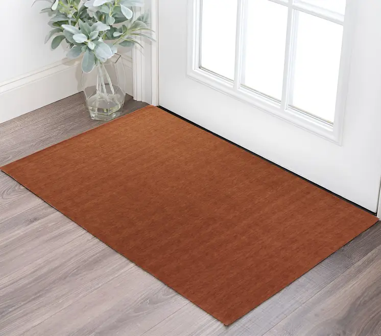 2' X 3' Orange Wool Hand Woven Area Rug
