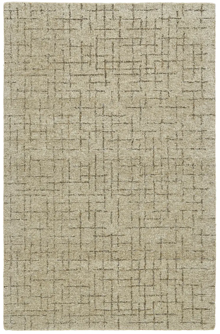 5' X 8' Tan and Gray Wool Geometric Hand Tufted Area Rug
