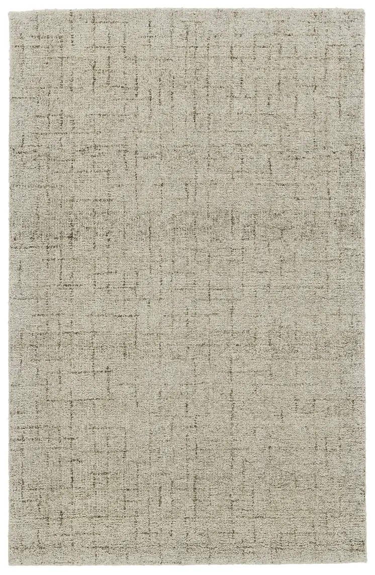 5' X 8' Tan and Gray Wool Geometric Hand Tufted Area Rug