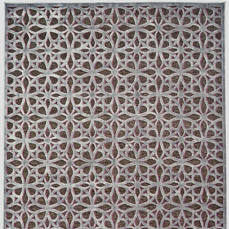 10' X 13' Purple Brown and Gray Geometric Power Loom Area Rug
