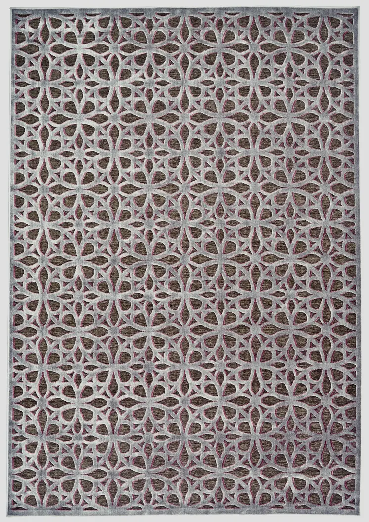 10' X 13' Purple Brown and Gray Geometric Power Loom Area Rug