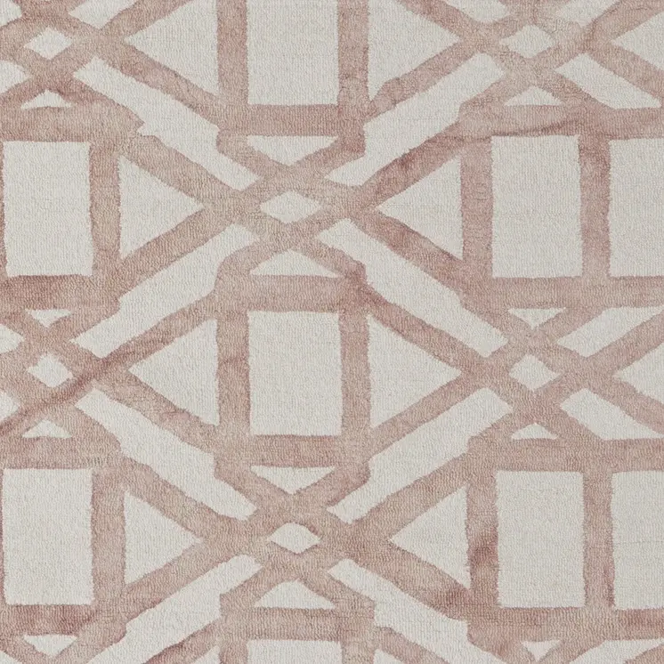 2' X 3' Ivory Pink and Tan Wool Geometric Hand Tufted Area Rug