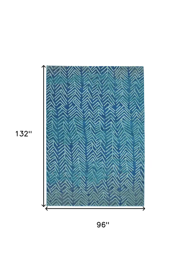 8' X 11' Blue Geometric Power Loom Area Rug