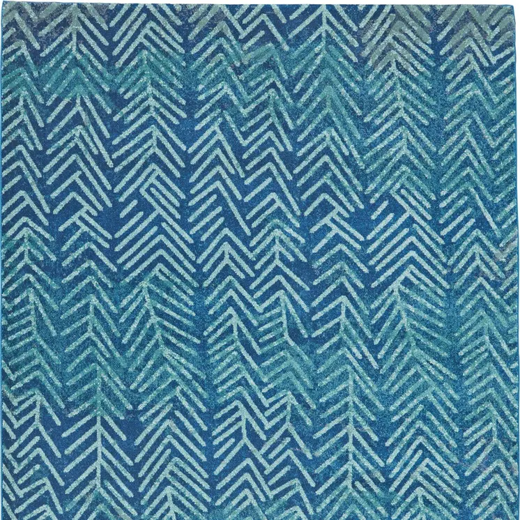 8' X 11' Blue Geometric Power Loom Area Rug