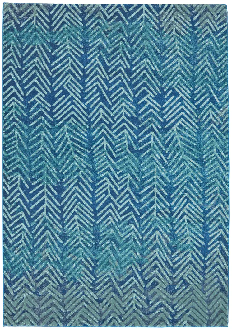 8' X 11' Blue Geometric Power Loom Area Rug